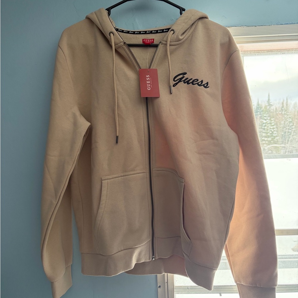 Guess Light Tan Full-Zip Hoodie